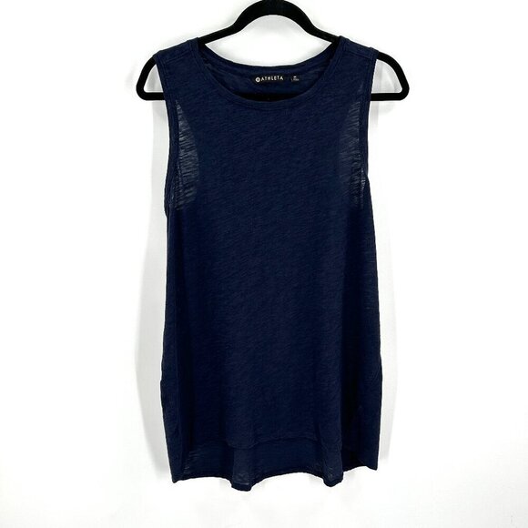 ATHLETA Women's Navy Blue Burnout Athleisure Sleeveless Tank Top Size Medium - Picture 1 of 3
